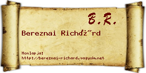 Bereznai Richárd névjegykártya