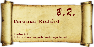 Bereznai Richárd névjegykártya